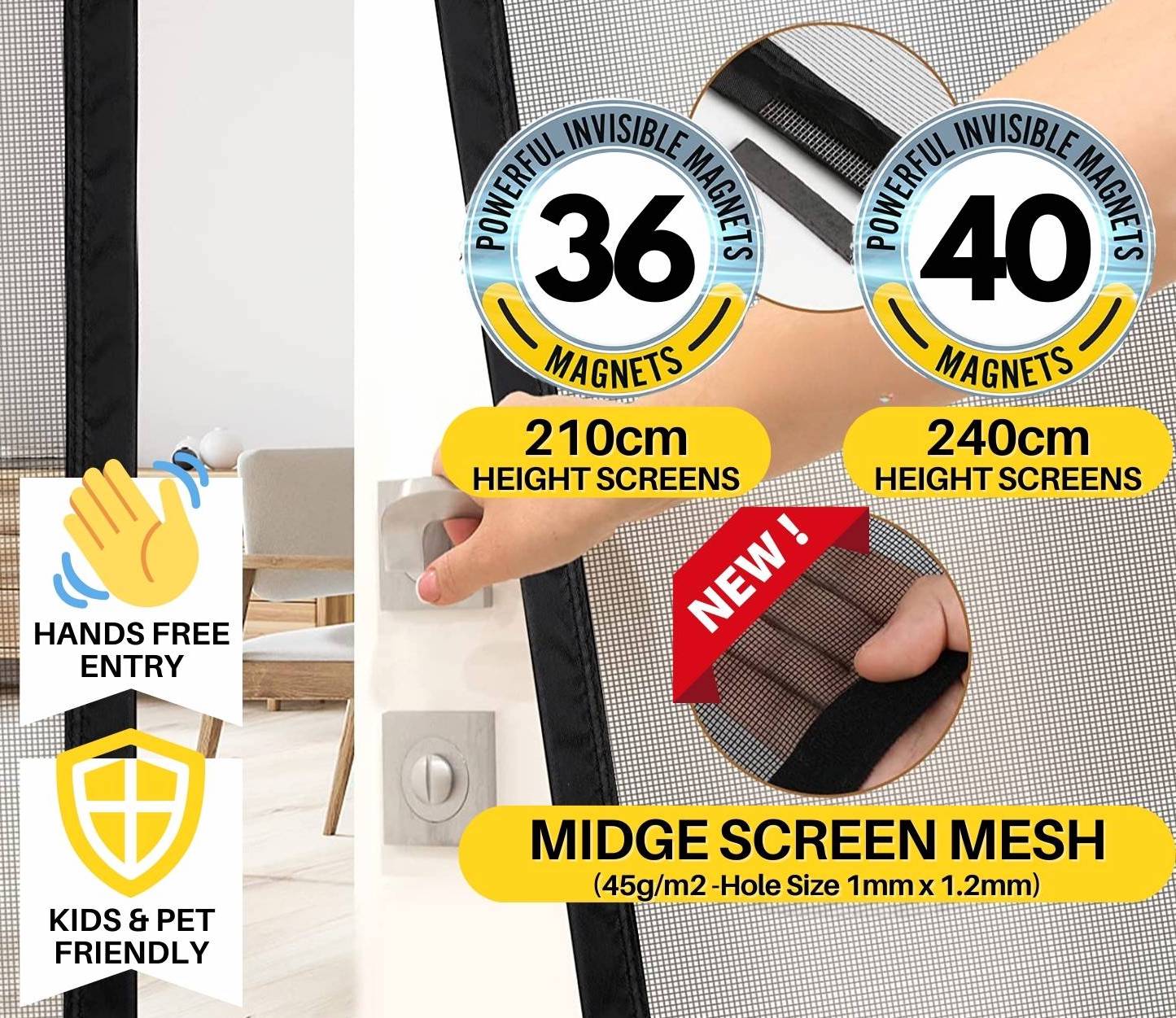 Magnetic Fly Screen Door Black 60 x 180 cm, image 4